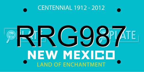 RRG987 New Mexico License Plate