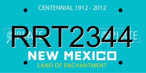 RRT2344 New Mexico License Plate