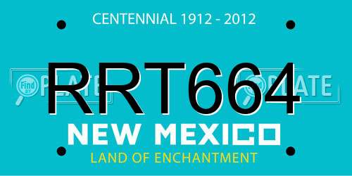 RRT664 New Mexico License Plate