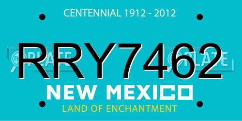RRY7462 New Mexico License Plate