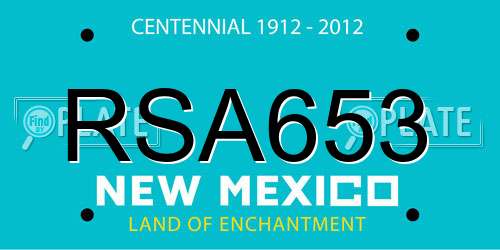 RSA653 New Mexico License Plate