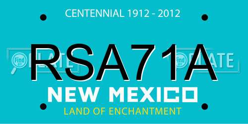 RSA71A New Mexico License Plate
