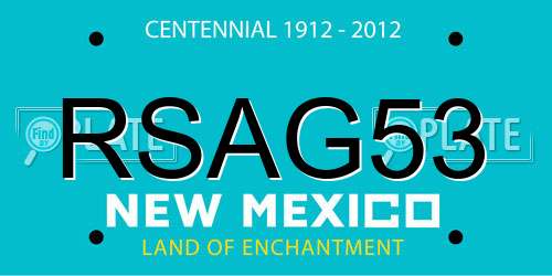 RSAG53 New Mexico License Plate