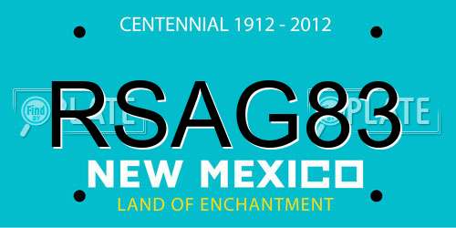 RSAG83 New Mexico License Plate