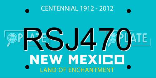 RSJ470 New Mexico License Plate