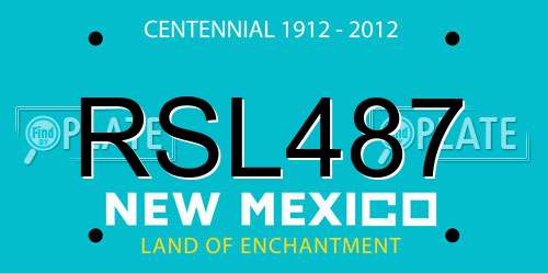 RSL487 New Mexico License Plate