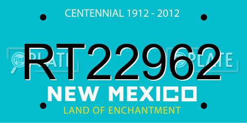 RT22962 New Mexico License Plate
