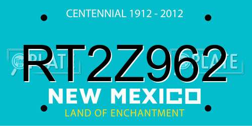 RT2Z962 New Mexico License Plate