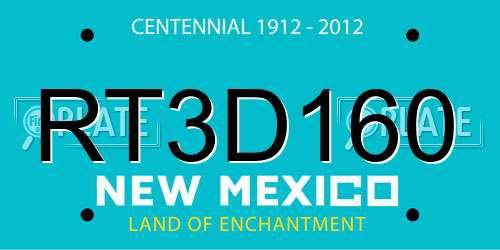 RT3D160 New Mexico License Plate