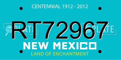 RT72967 New Mexico License Plate