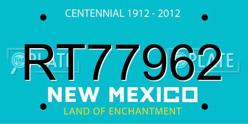 RT77962 New Mexico License Plate