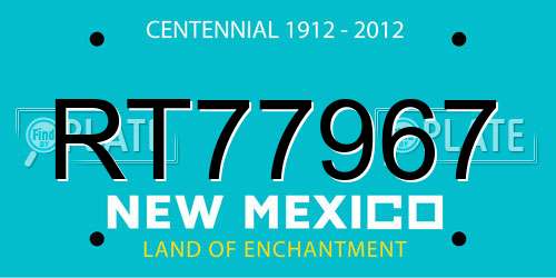 RT77967 New Mexico License Plate