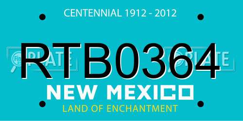 RTB0364 New Mexico License Plate