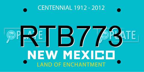 RTB773 New Mexico License Plate