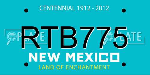 RTB775 New Mexico License Plate