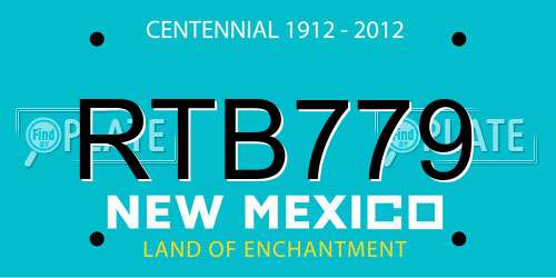 RTB779 New Mexico License Plate