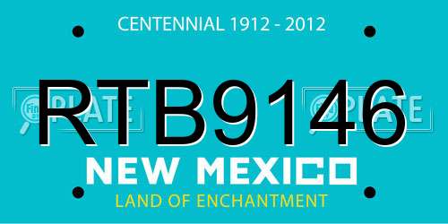 RTB9146 New Mexico License Plate