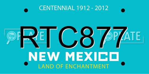 RTC877 New Mexico License Plate