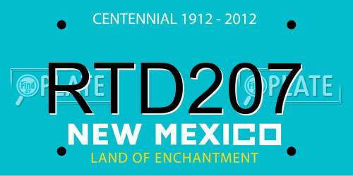 RTD207 New Mexico License Plate