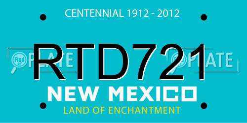 RTD721 New Mexico License Plate