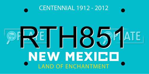RTH851 New Mexico License Plate
