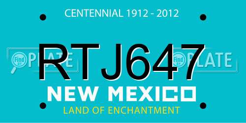 RTJ647 New Mexico License Plate