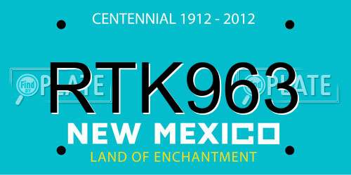 RTK963 New Mexico License Plate