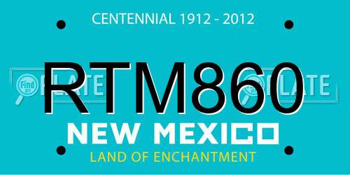 RTM860 New Mexico License Plate