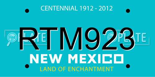 RTM923 New Mexico License Plate