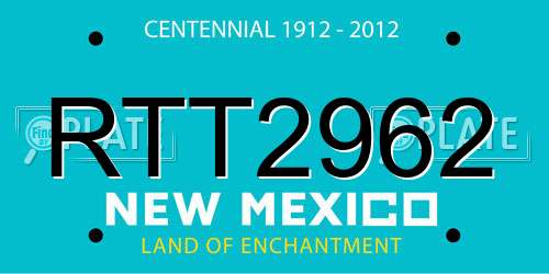 RTT2962 New Mexico License Plate