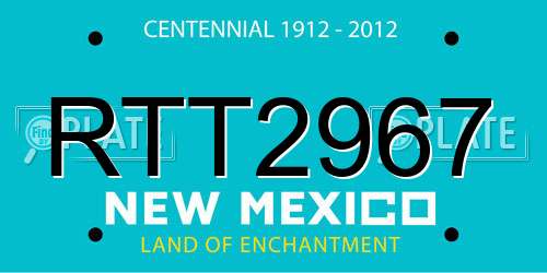 RTT2967 New Mexico License Plate