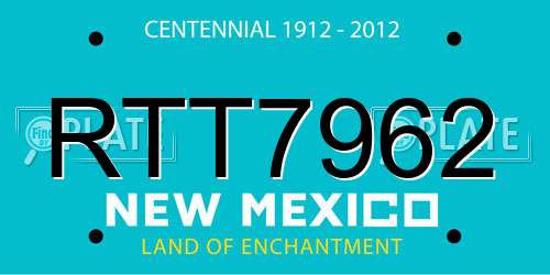RTT7962 New Mexico License Plate