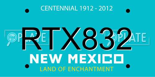 RTX832 New Mexico License Plate