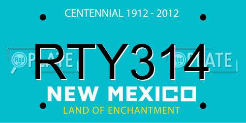 RTY314 New Mexico License Plate