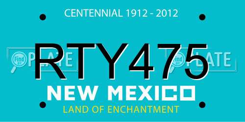 RTY475 New Mexico License Plate