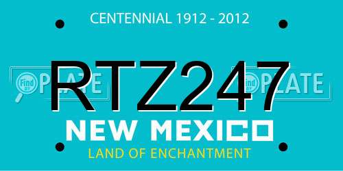 RTZ247 New Mexico License Plate
