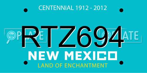 RTZ694 New Mexico License Plate