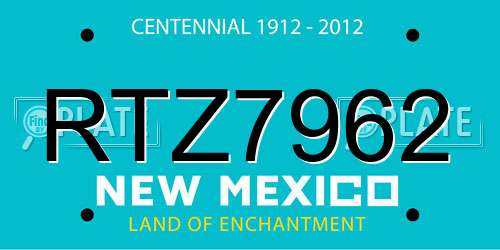 RTZ7962 New Mexico License Plate