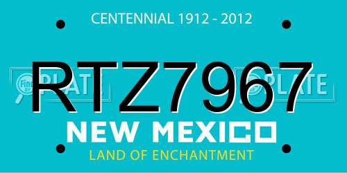 RTZ7967 New Mexico License Plate