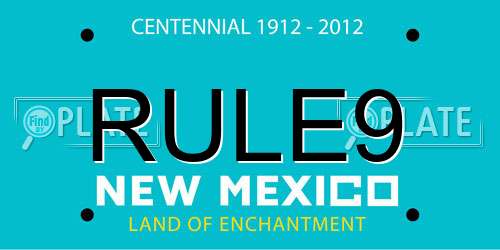 RULE9 New Mexico License Plate