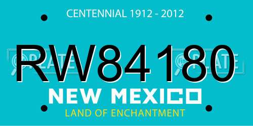 RW84180 New Mexico License Plate