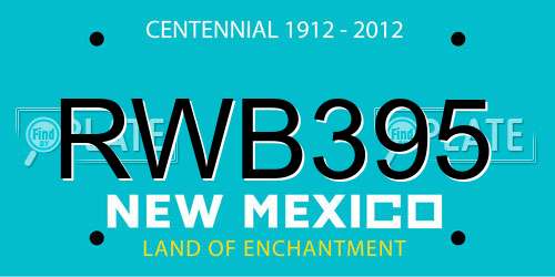 RWB395 New Mexico License Plate