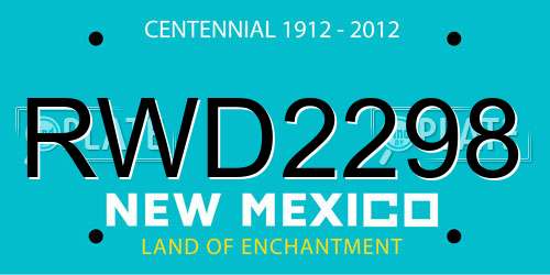 RWD2298 New Mexico License Plate