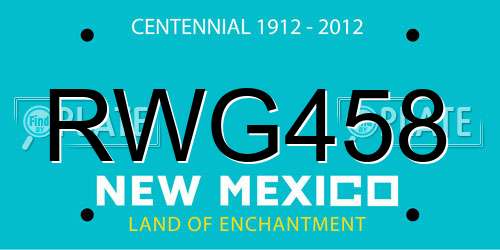 RWG458 New Mexico License Plate