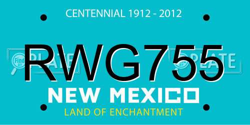 RWG755 New Mexico License Plate