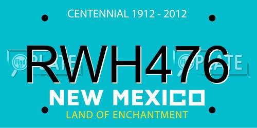 RWH476 New Mexico License Plate