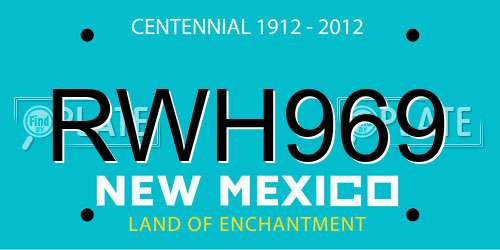 RWH969 New Mexico License Plate
