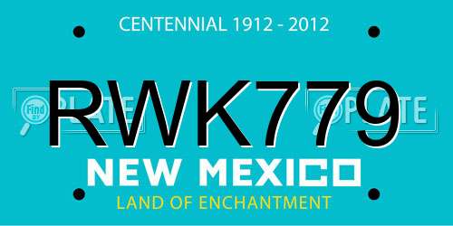 RWK779 New Mexico License Plate