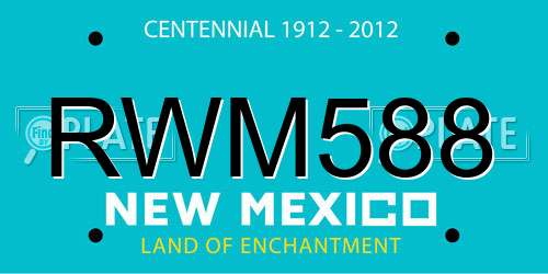 RWM588 New Mexico License Plate
