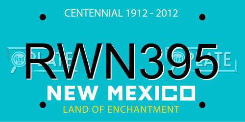 RWN395 New Mexico License Plate